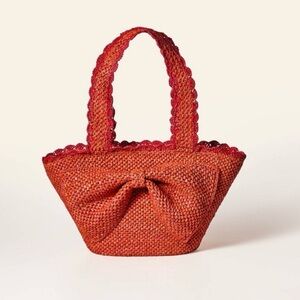 kate spade x target orange woven bow tote nwt